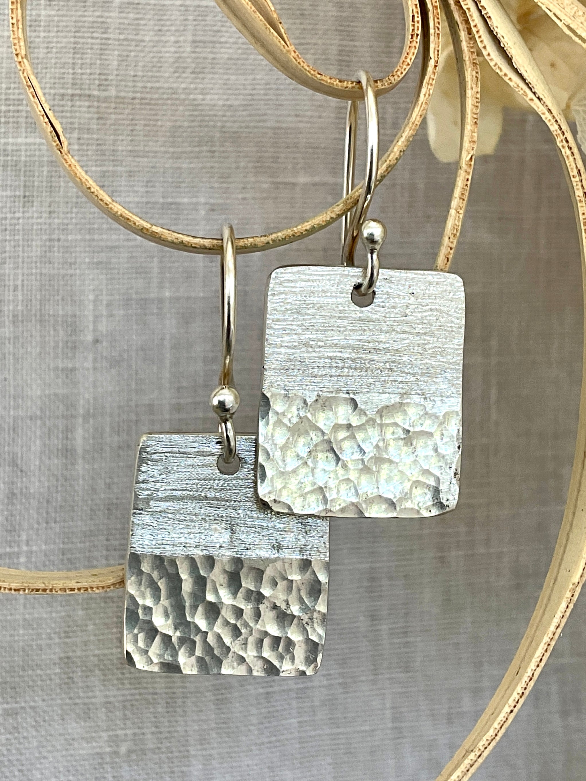 Argentium Silver textured earrings. Handmade