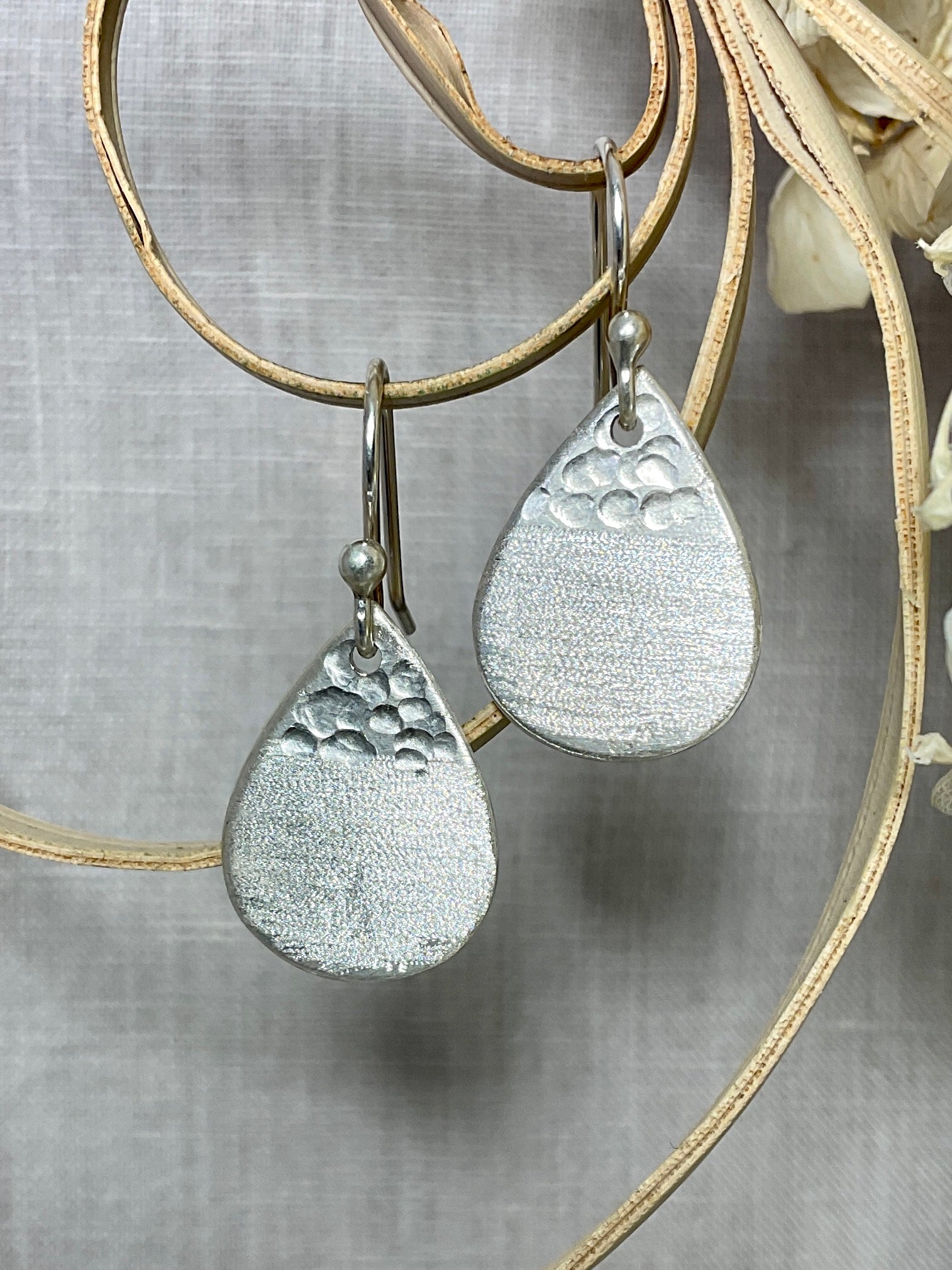 Argentium Silver tear drop earrings. Handmade