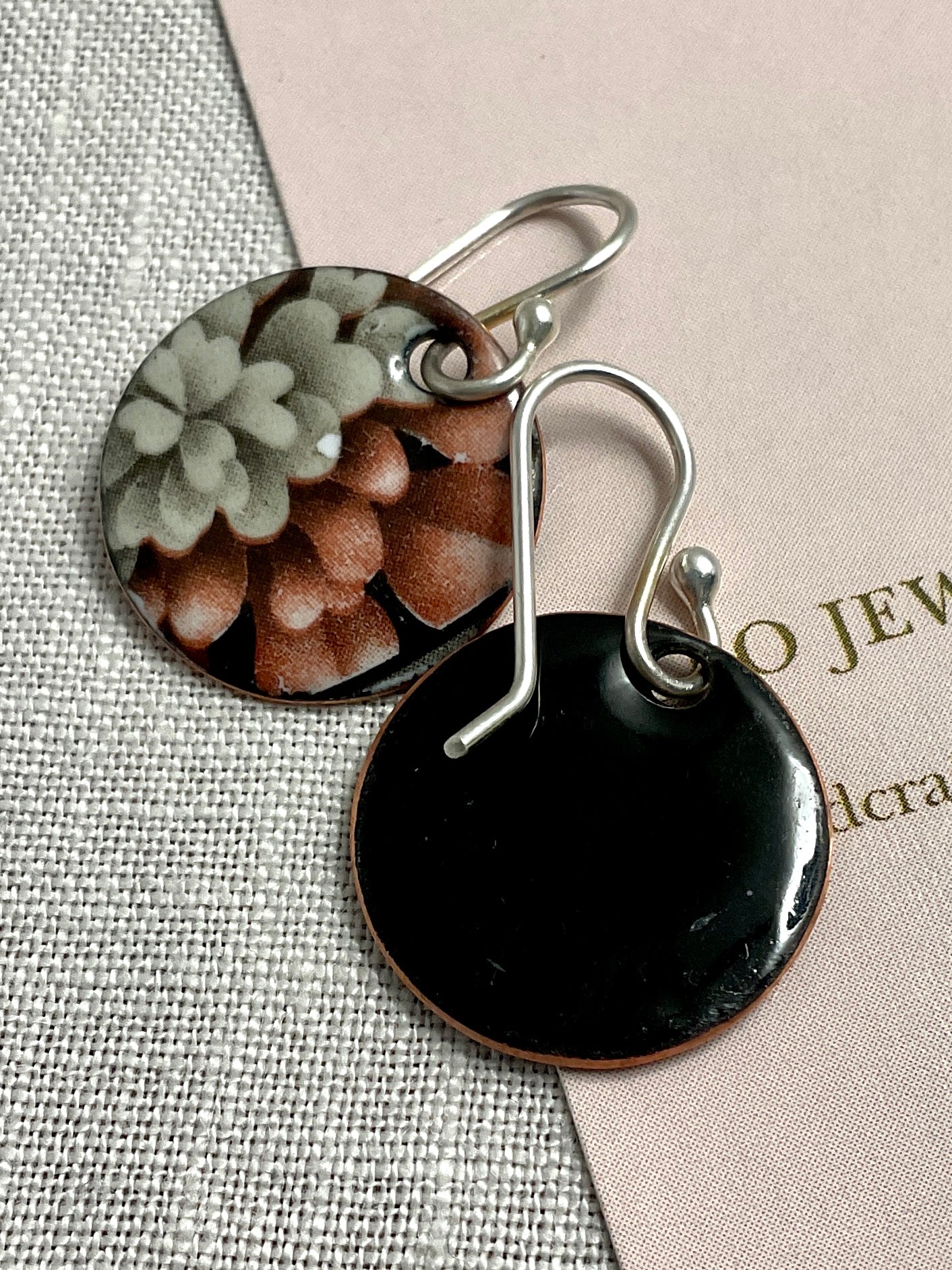 Winter flowers. Handmade enamel earrings