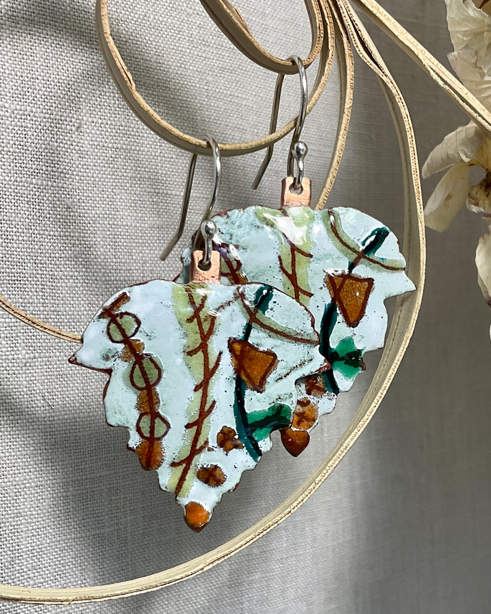 Maple leaves. Enamel earrings. Handmade