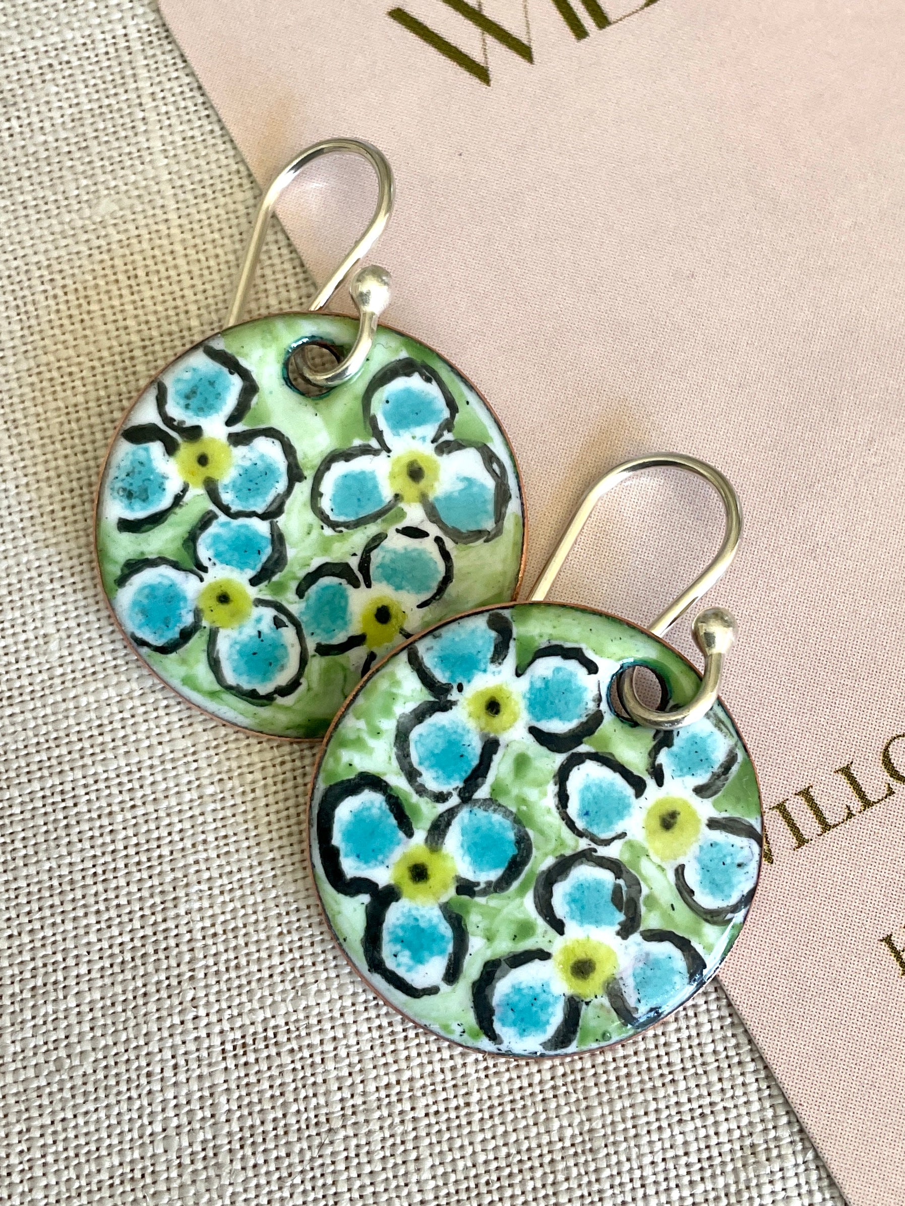 Spring flowers. Handmade enamel earrings