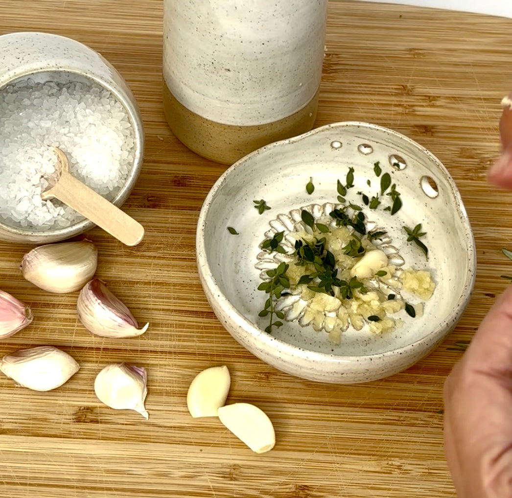Ceramic Garlic/Ginger Grater and Herb Stripper - Hand Made Ceramic