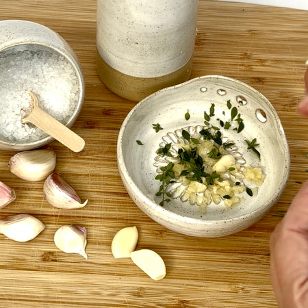 Ceramic Garlic/Ginger Grater and Herb Stripper - Hand Made Ceramic
