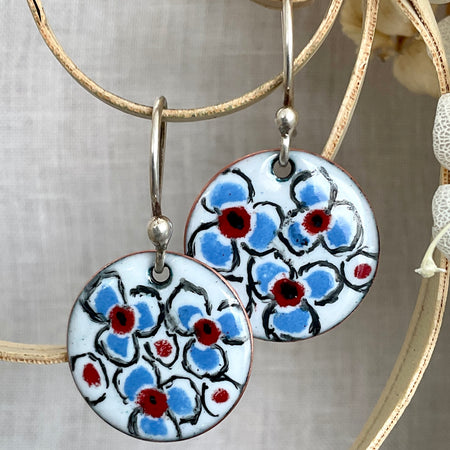 Flower earrings. Hand painted enamel. Handmade
