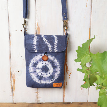 Tie Dyed Small Messenger/Cross Body Bag, Navy
