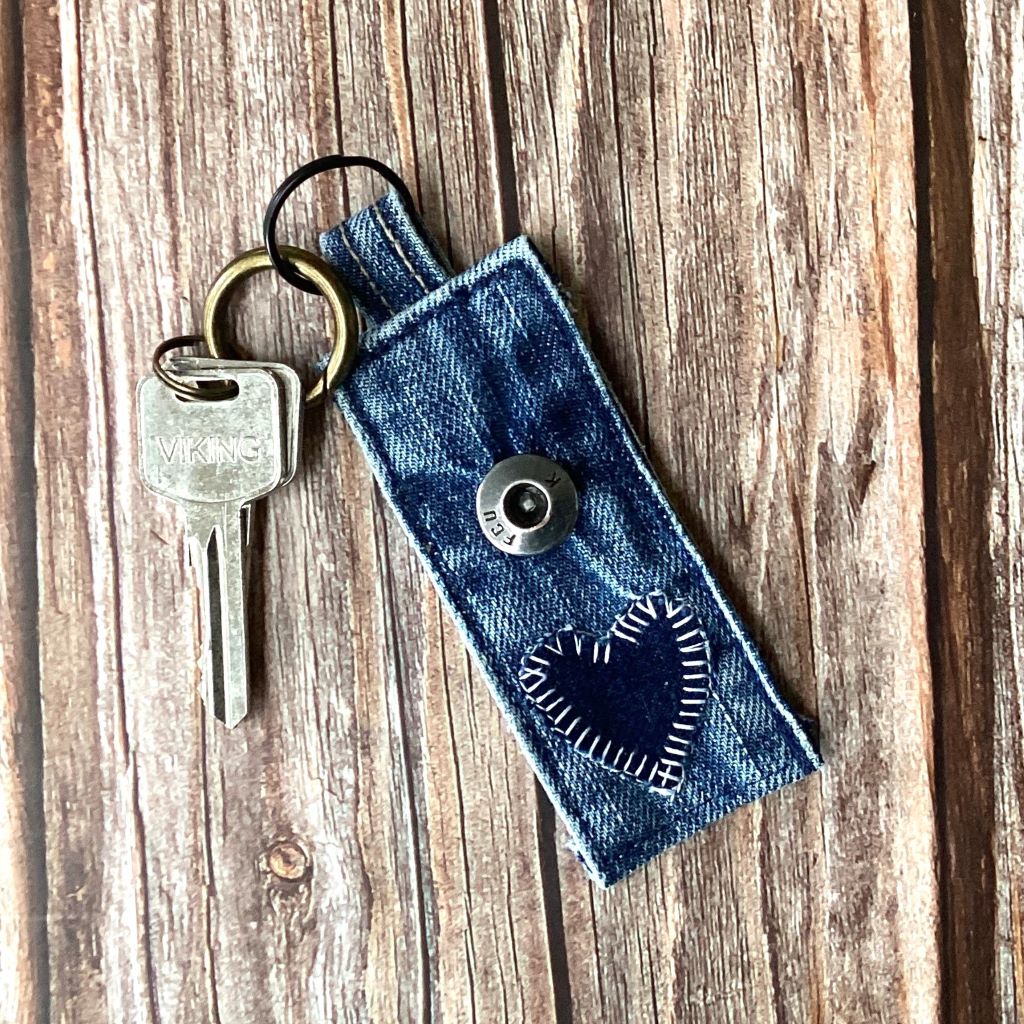 Upcycled Denim Key Ring Fob - Various Designs