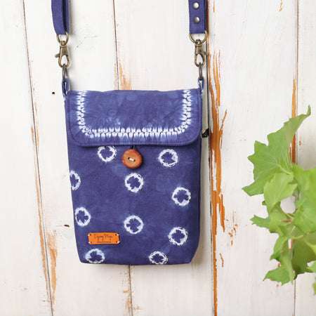 Tie Dyed Small Messenger/Cross Body Bag, Deep Blue