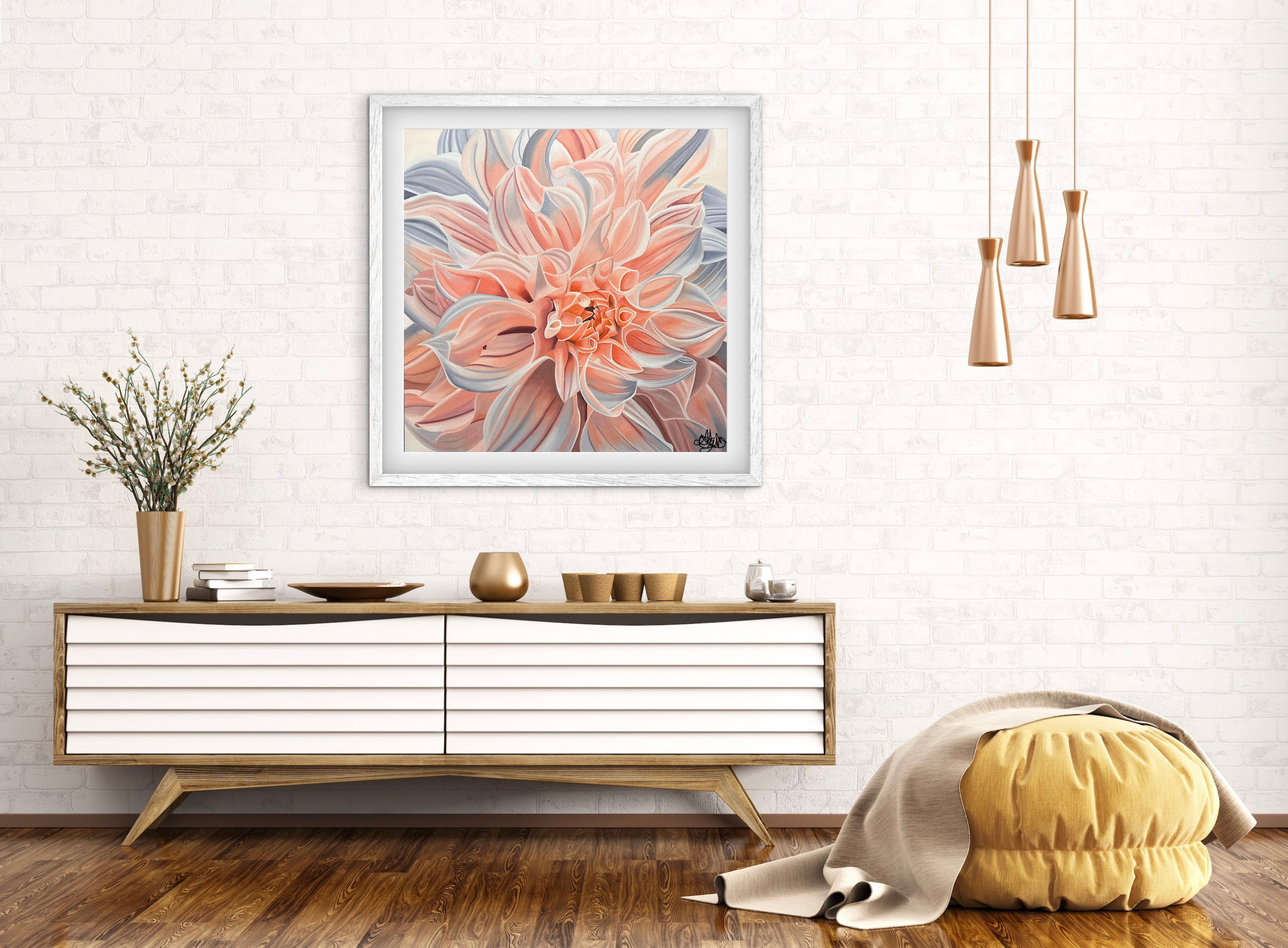 Dahlia Flower Painting - Hand Painted - Oil Painting