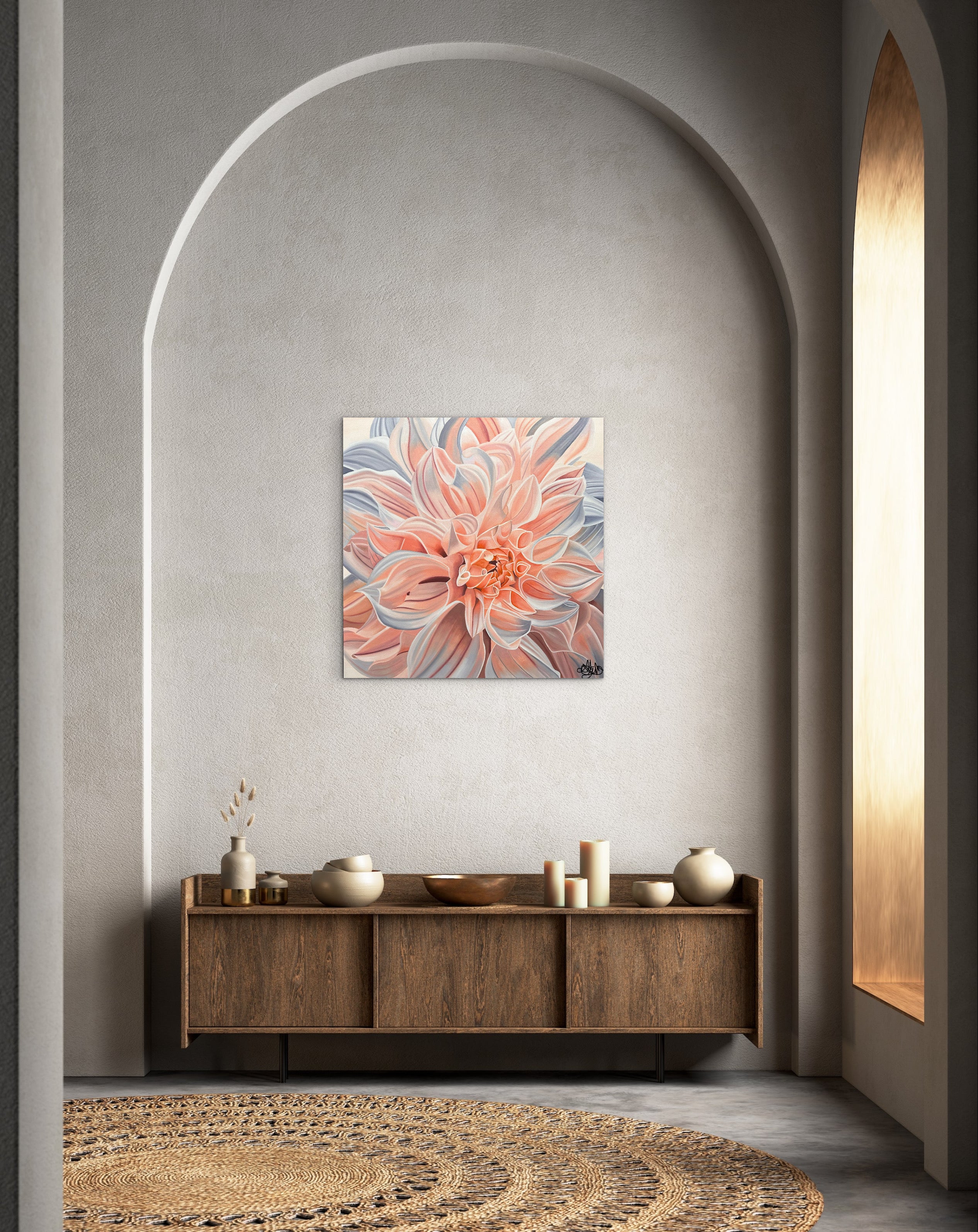 Dahlia Flower Painting - Hand Painted - Oil Painting