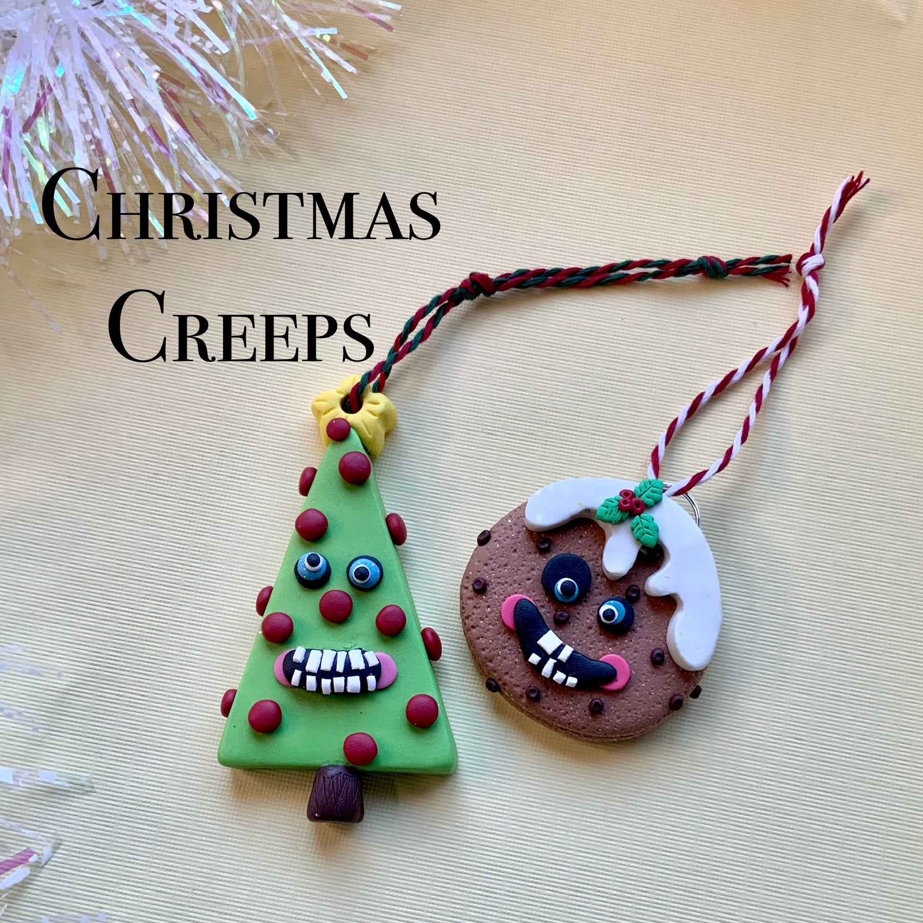 Handmade Christmas Decorations: The Christmas Creeps (Set of 2)