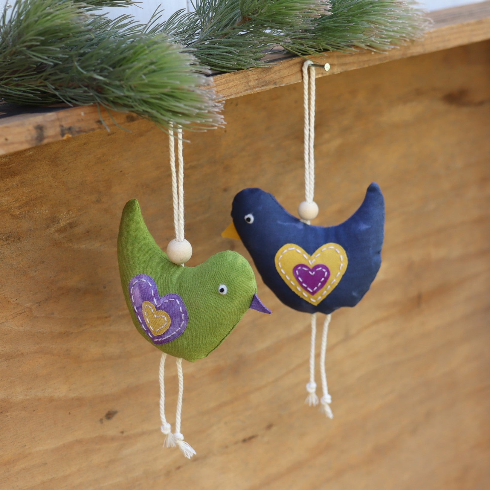 Bird Ornament Hand Dyed, Whymsical Bird Decoration, Love Bird.