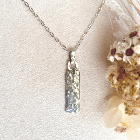 Dimpled silver pendant | Chain necklace | Sterling silver