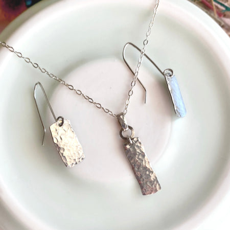 Dimpled silver pendant | Chain necklace | Sterling silver