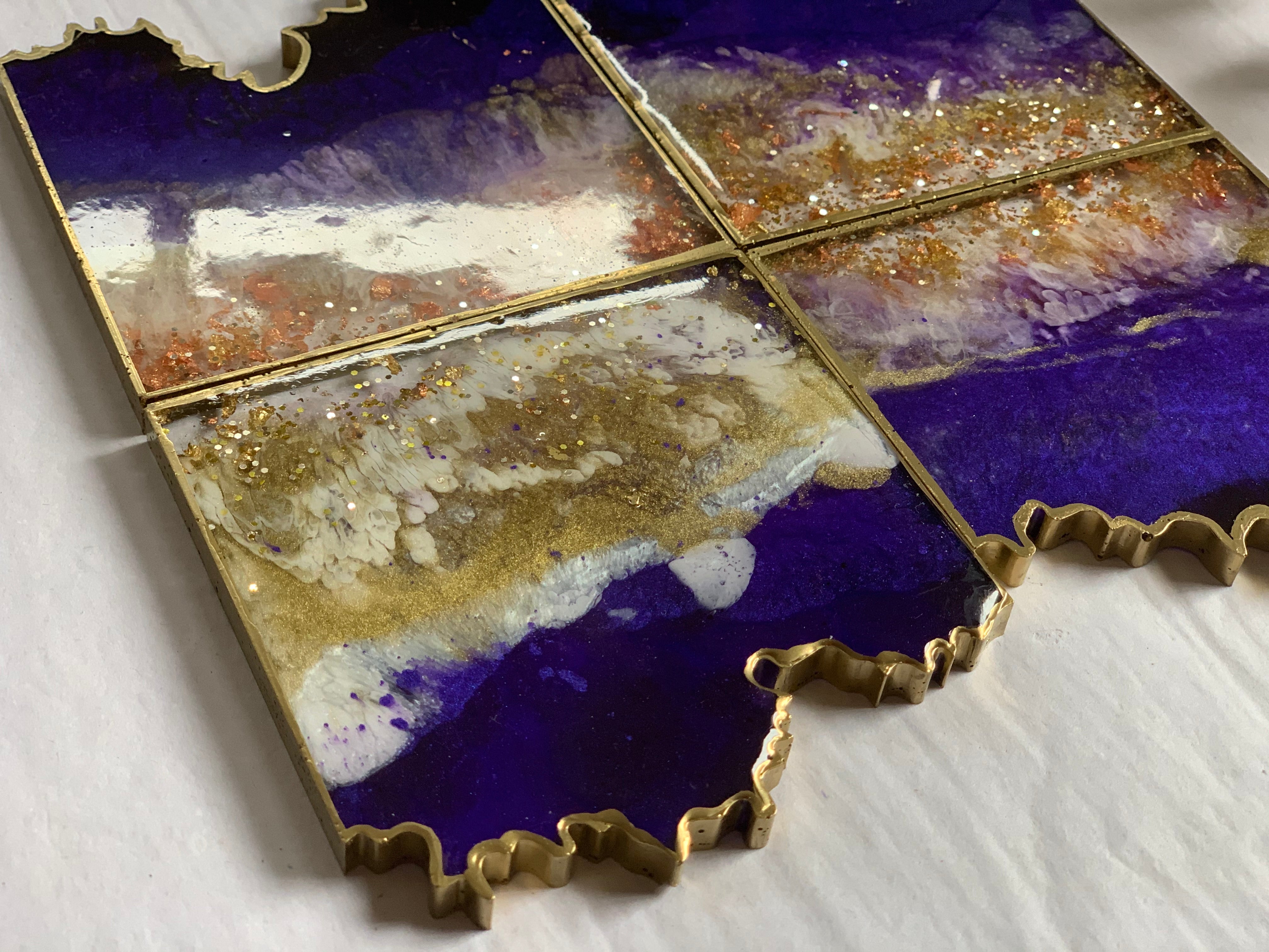 EMERALD Coaster | Agate Coasters | Resin Coaster | Ocean waves | Geode art |