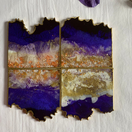 EMERALD Coaster | Agate Coasters | Resin Coaster | Ocean waves | Geode art |