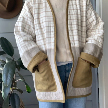 Quilted jacket/ upcycled quilt jacket/ size Medium