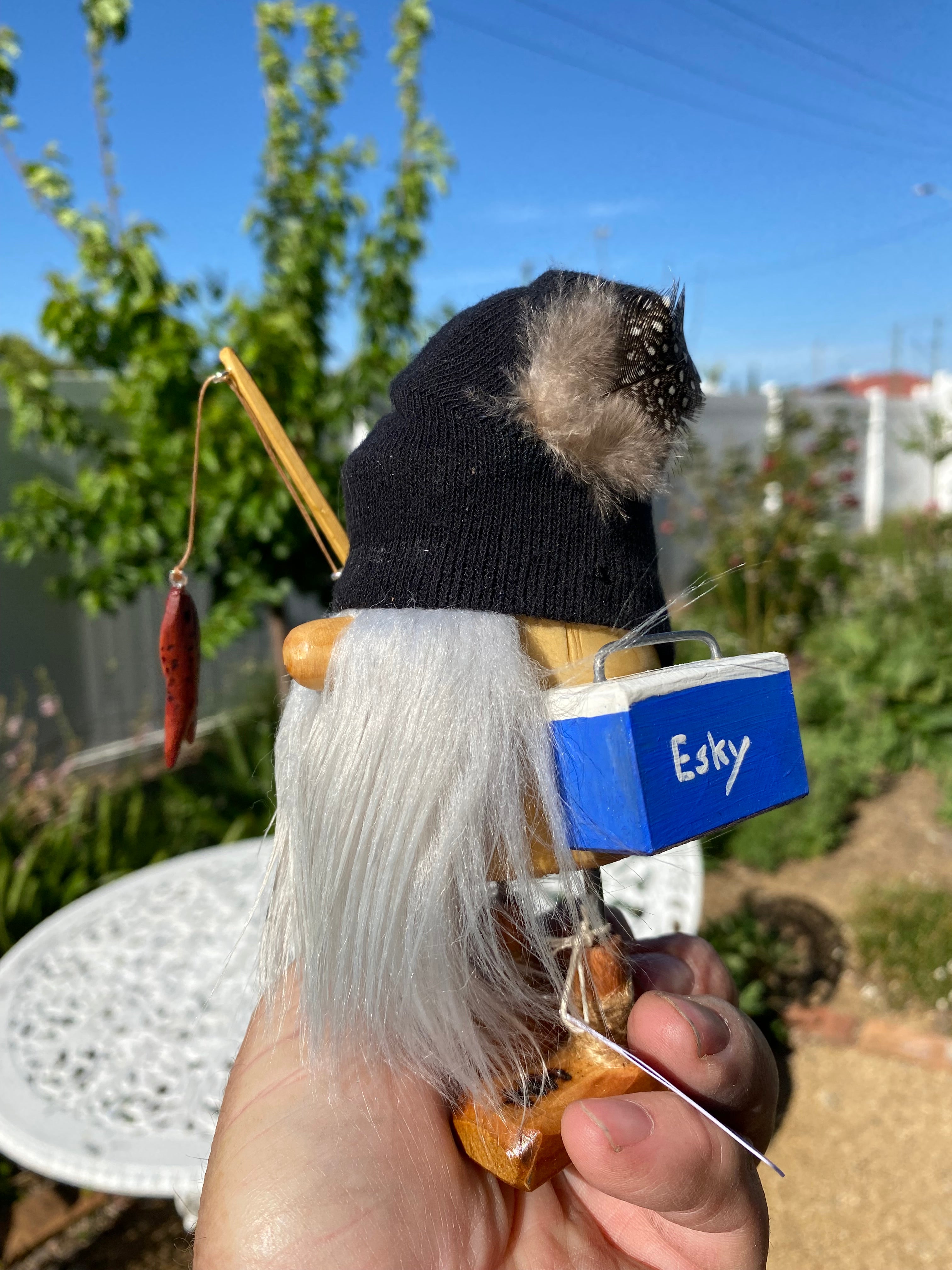 Fishing Bogan grey beard with esky