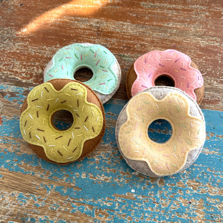 Set of 4 donuts, lemon, ready to post, play food, play kitchen, felt food
