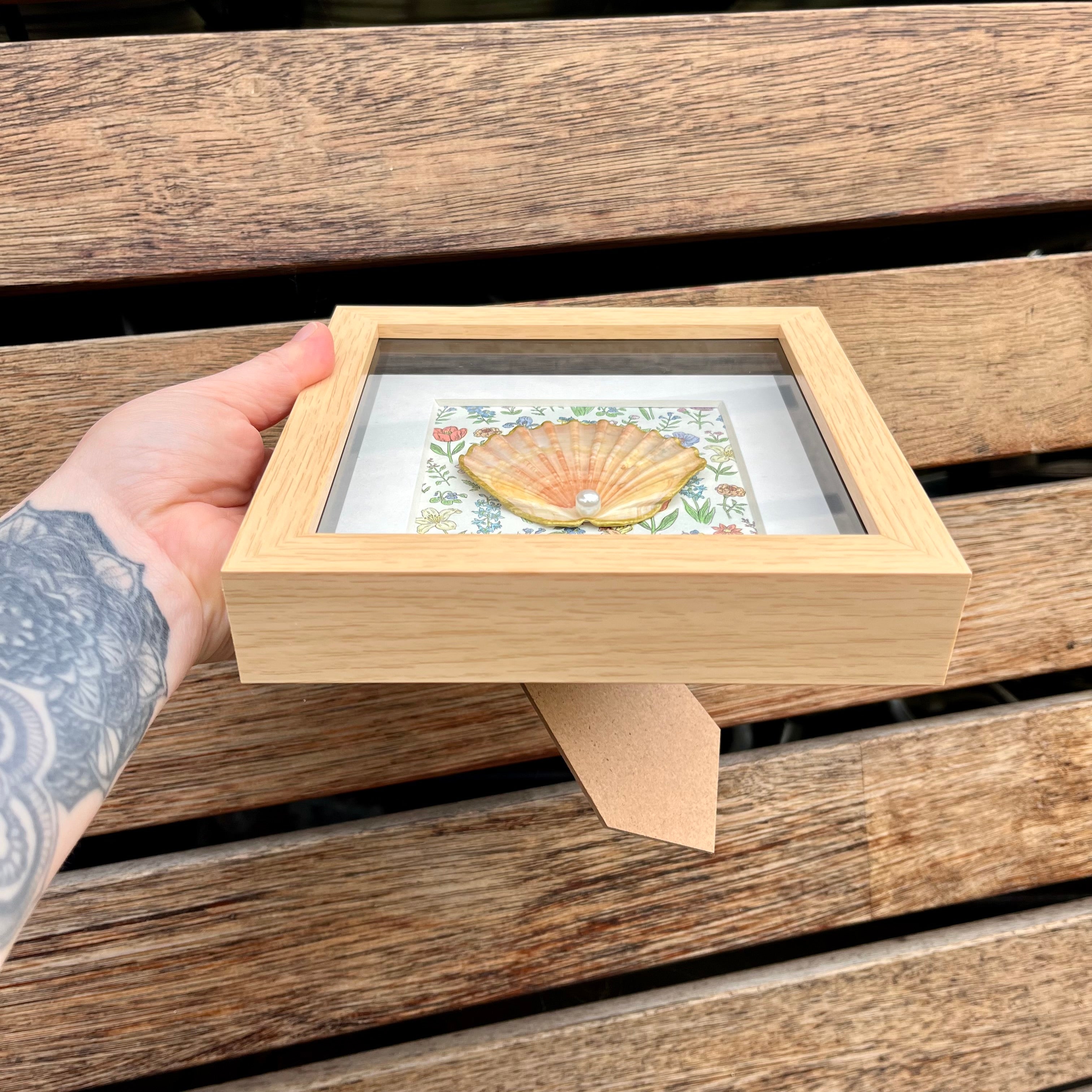 Coastal Framed Shell Art Natural & Floral