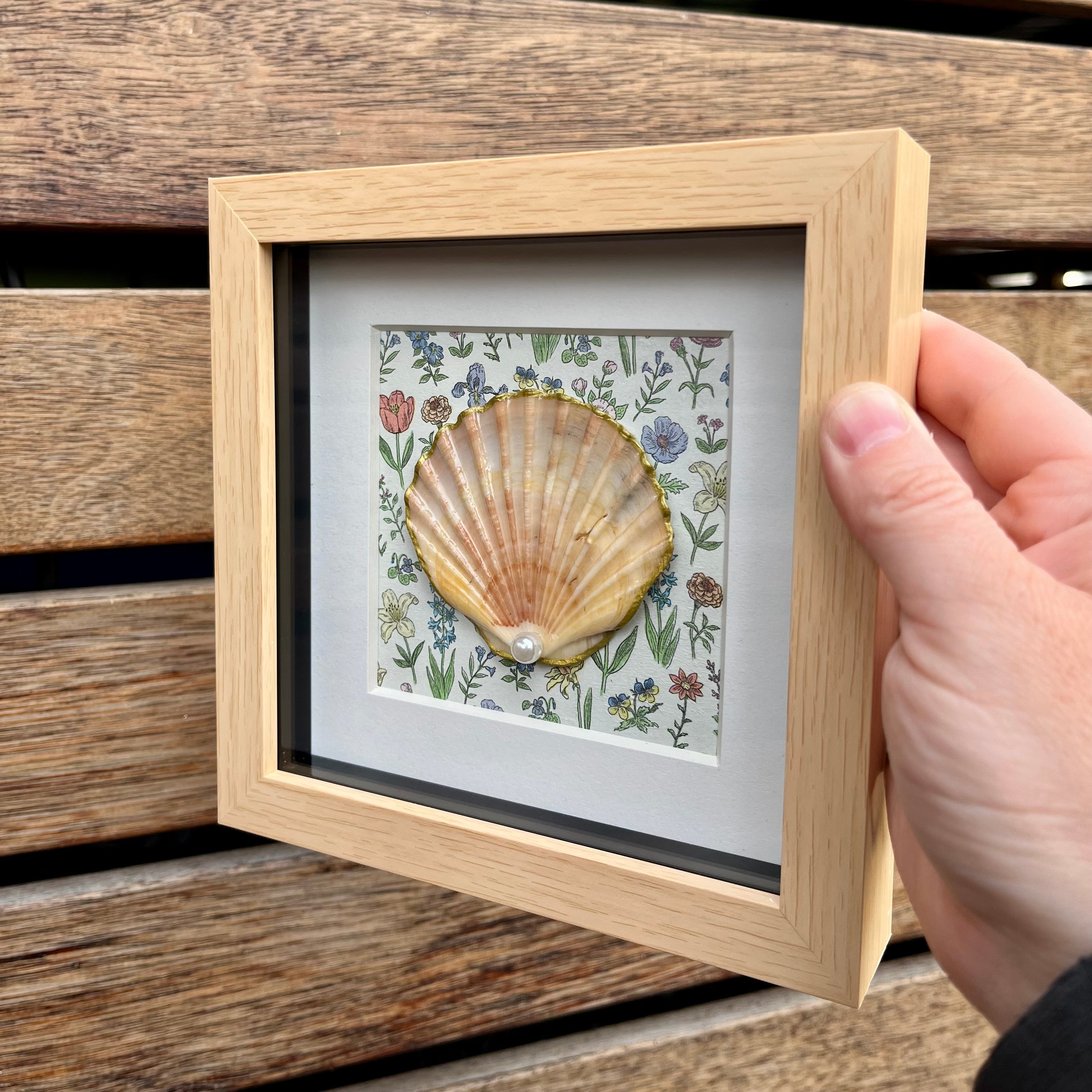 Coastal Framed Shell Art Natural & Floral