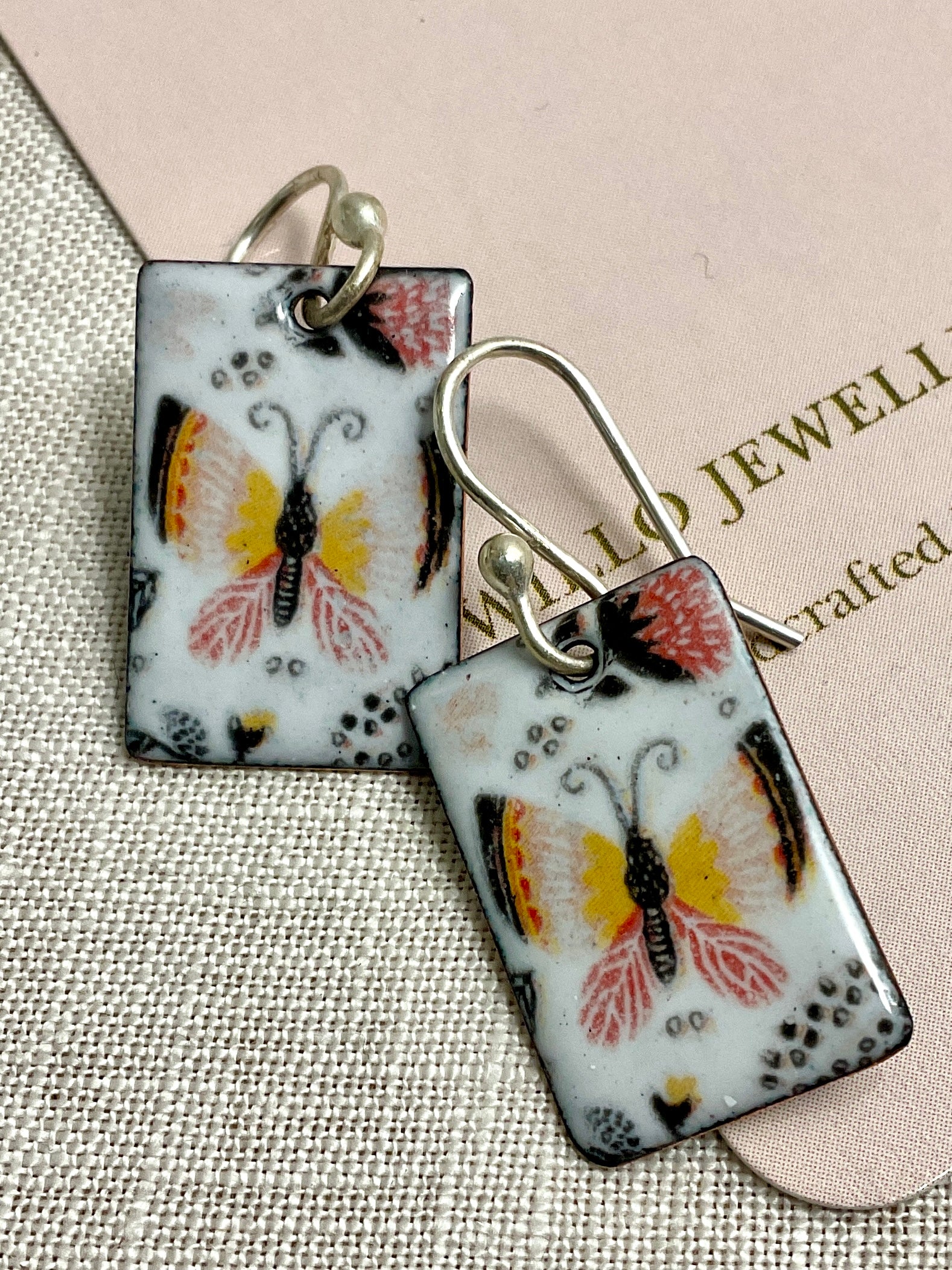 Butterflies and Dragonflies. Enamel earrings. Handmade
