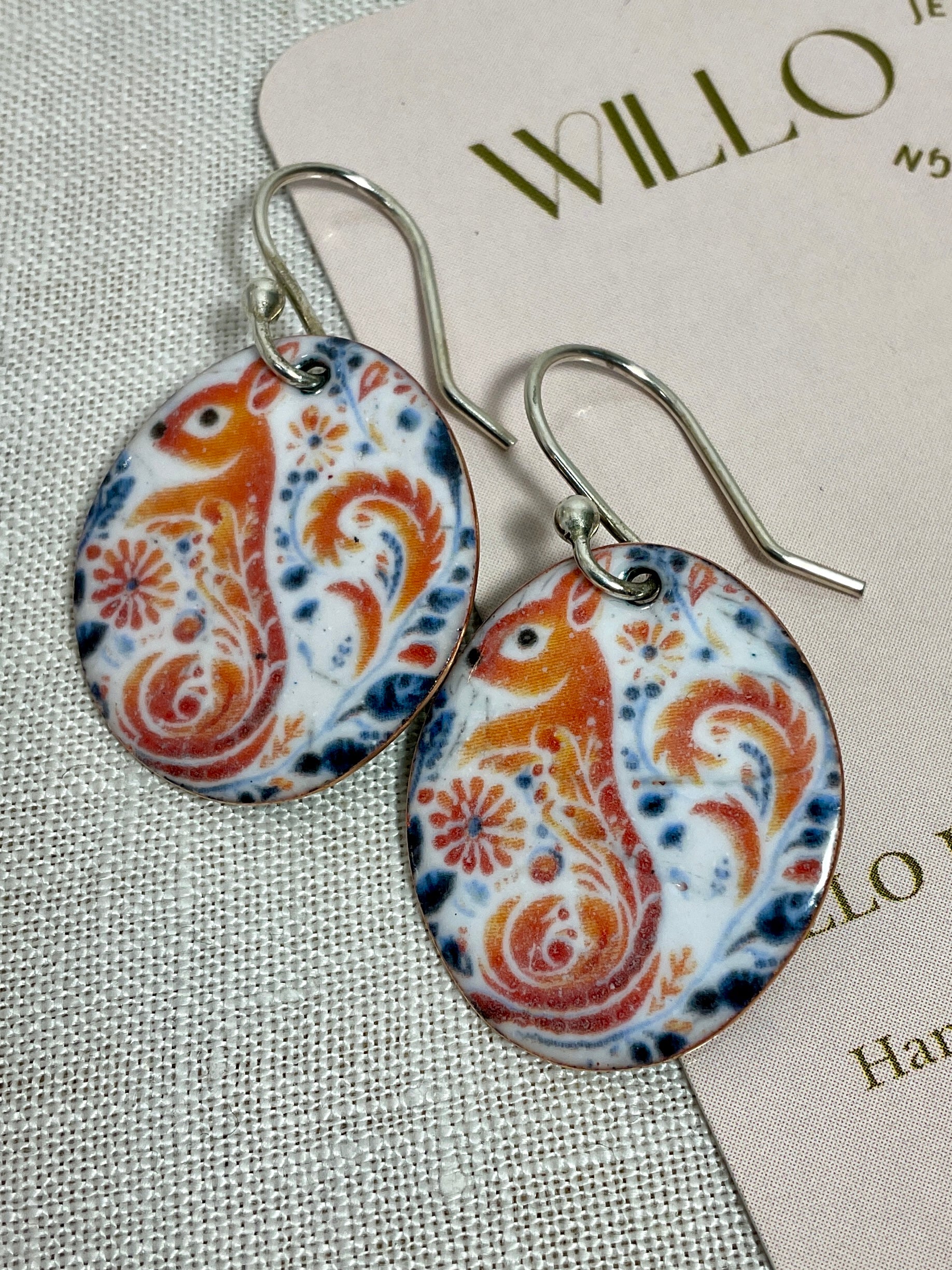 Little Squirrel. Handmade made enamel earrings