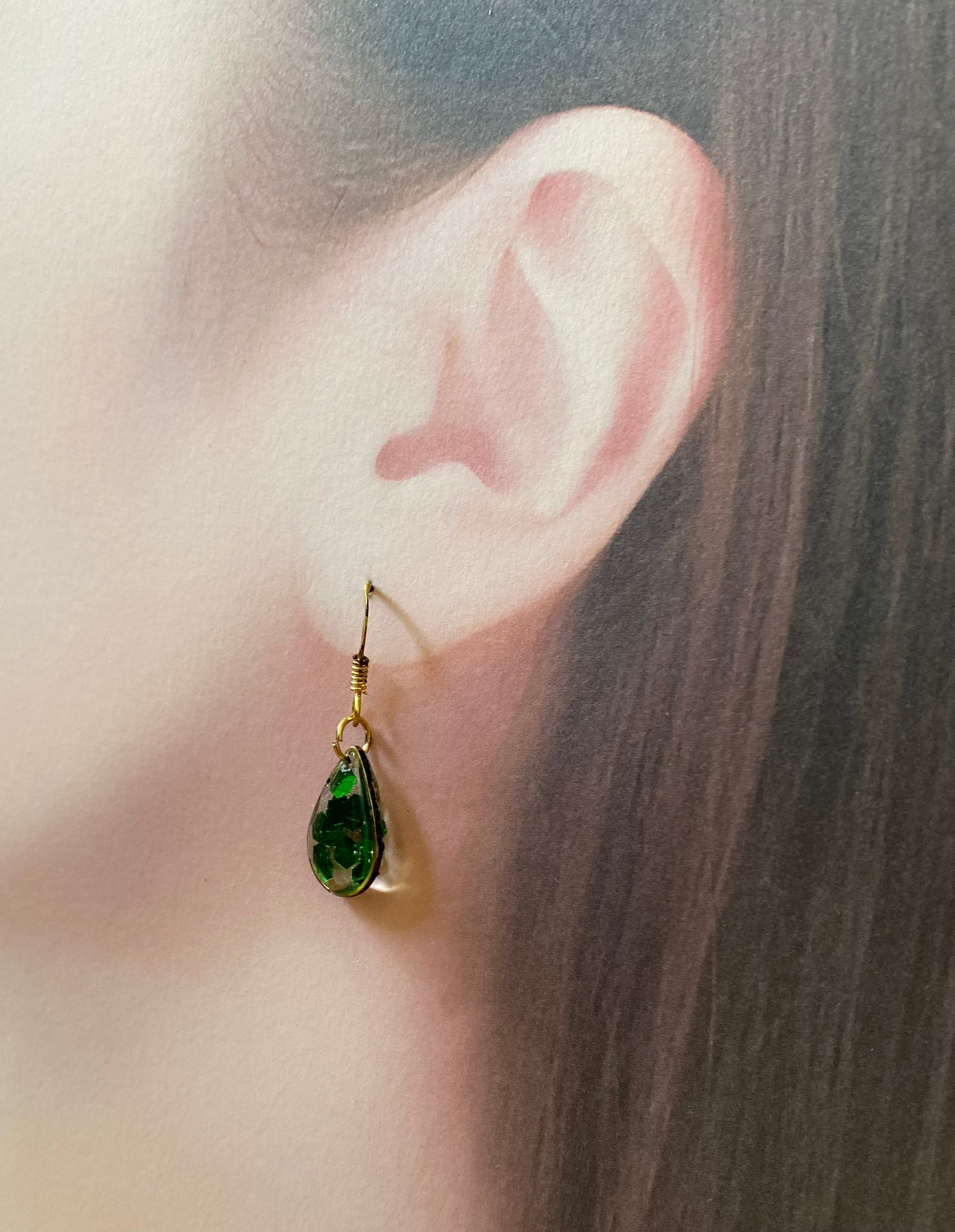 Green resin earrings