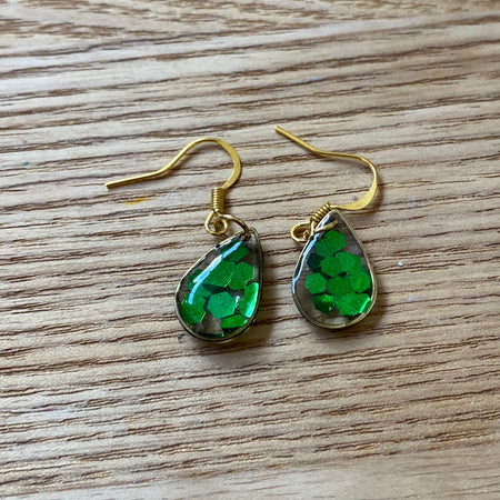 Green resin earrings