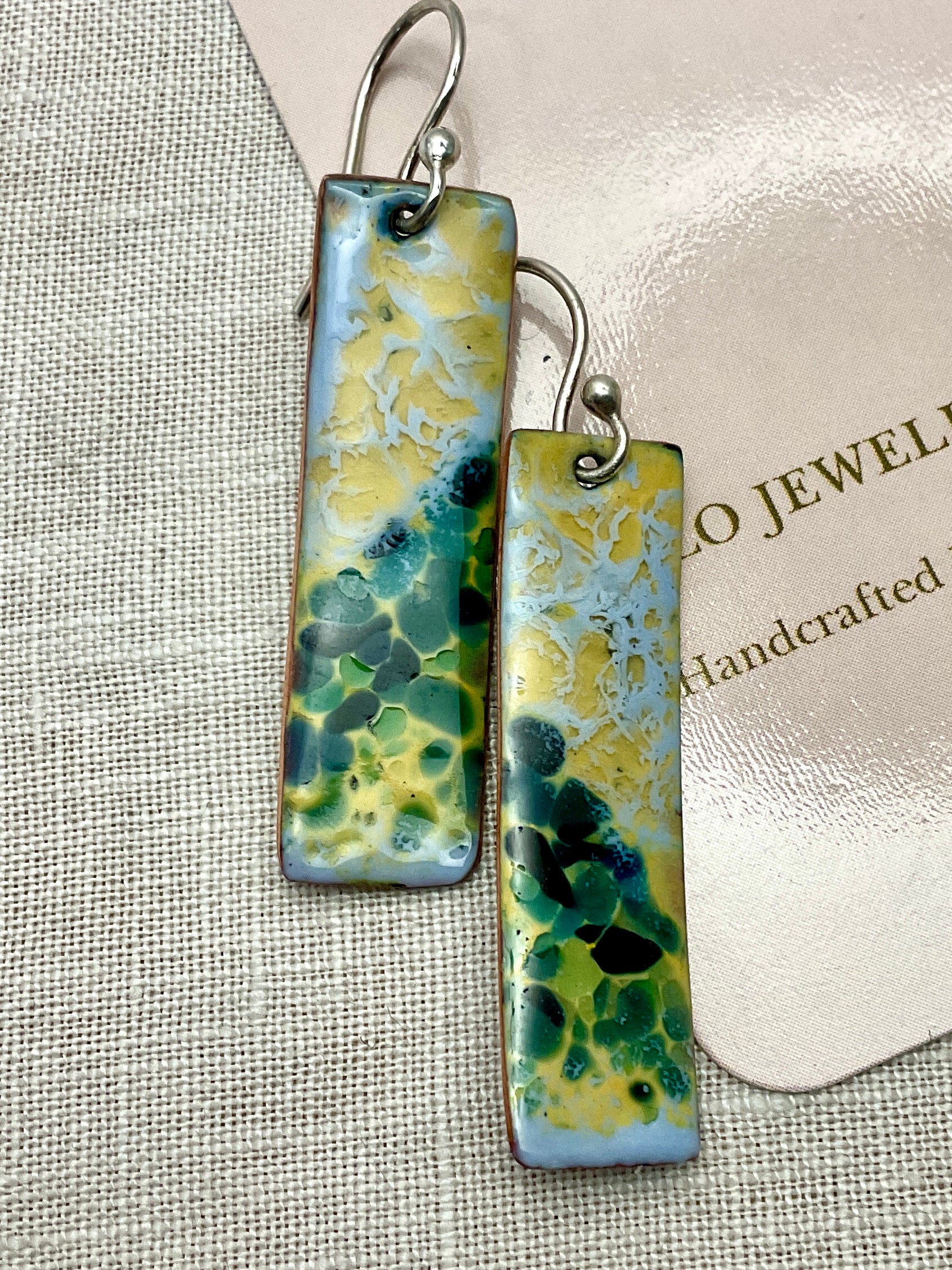 Sand and Sea. Handmade enamel earrings