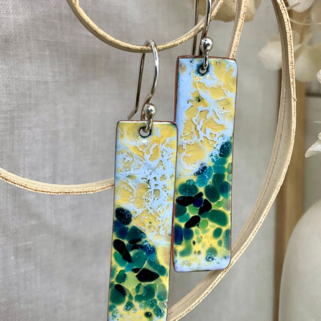 Sand and Sea. Handmade enamel earrings