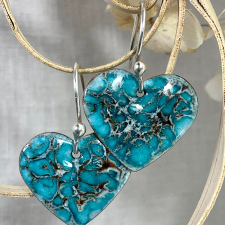 Teal Hearts. Handmade earrings