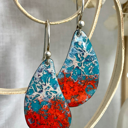 Summer sunset. Handmade enamel earrings