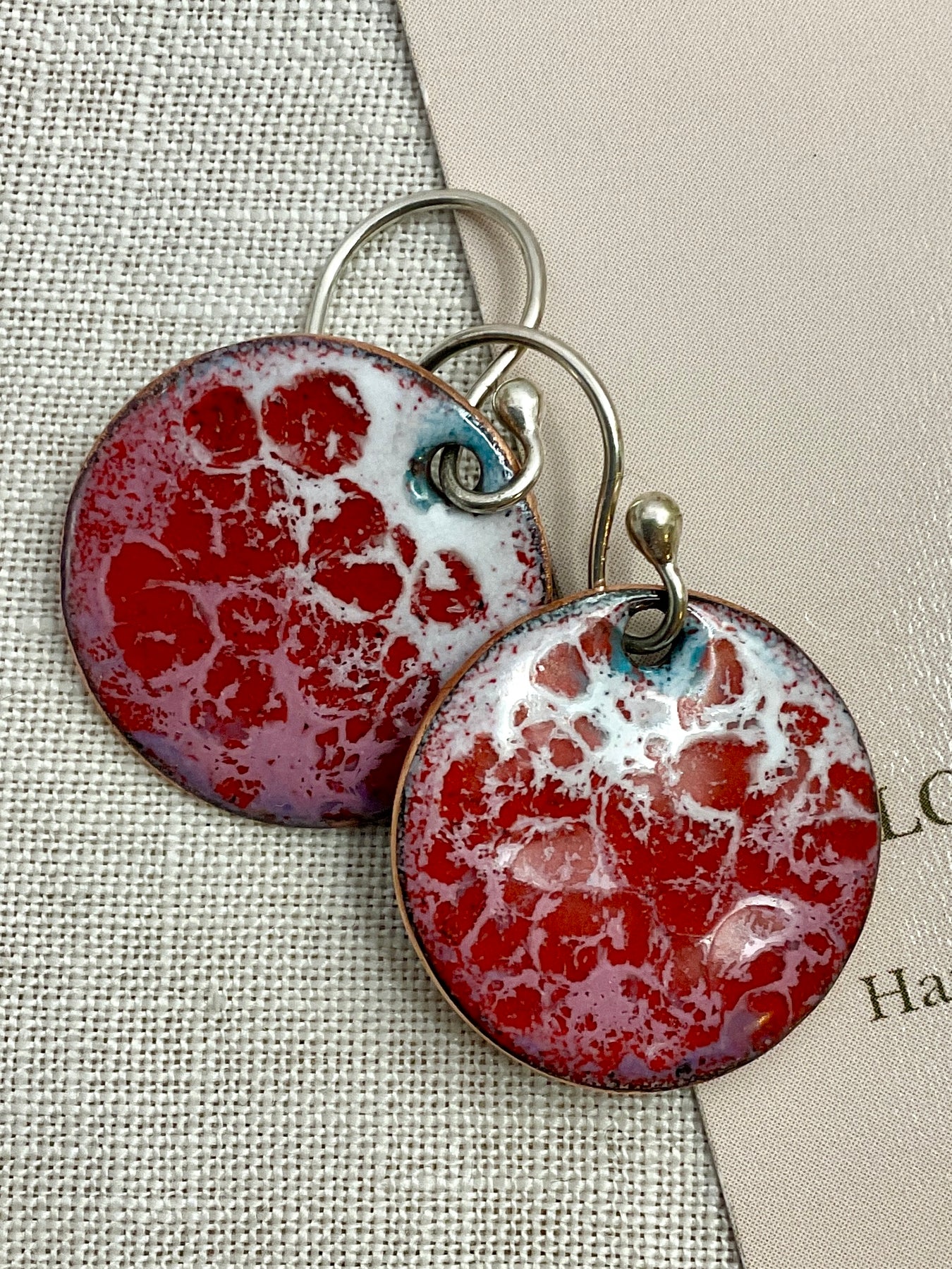 Pink lemonade. Enamel earrings. Handmade