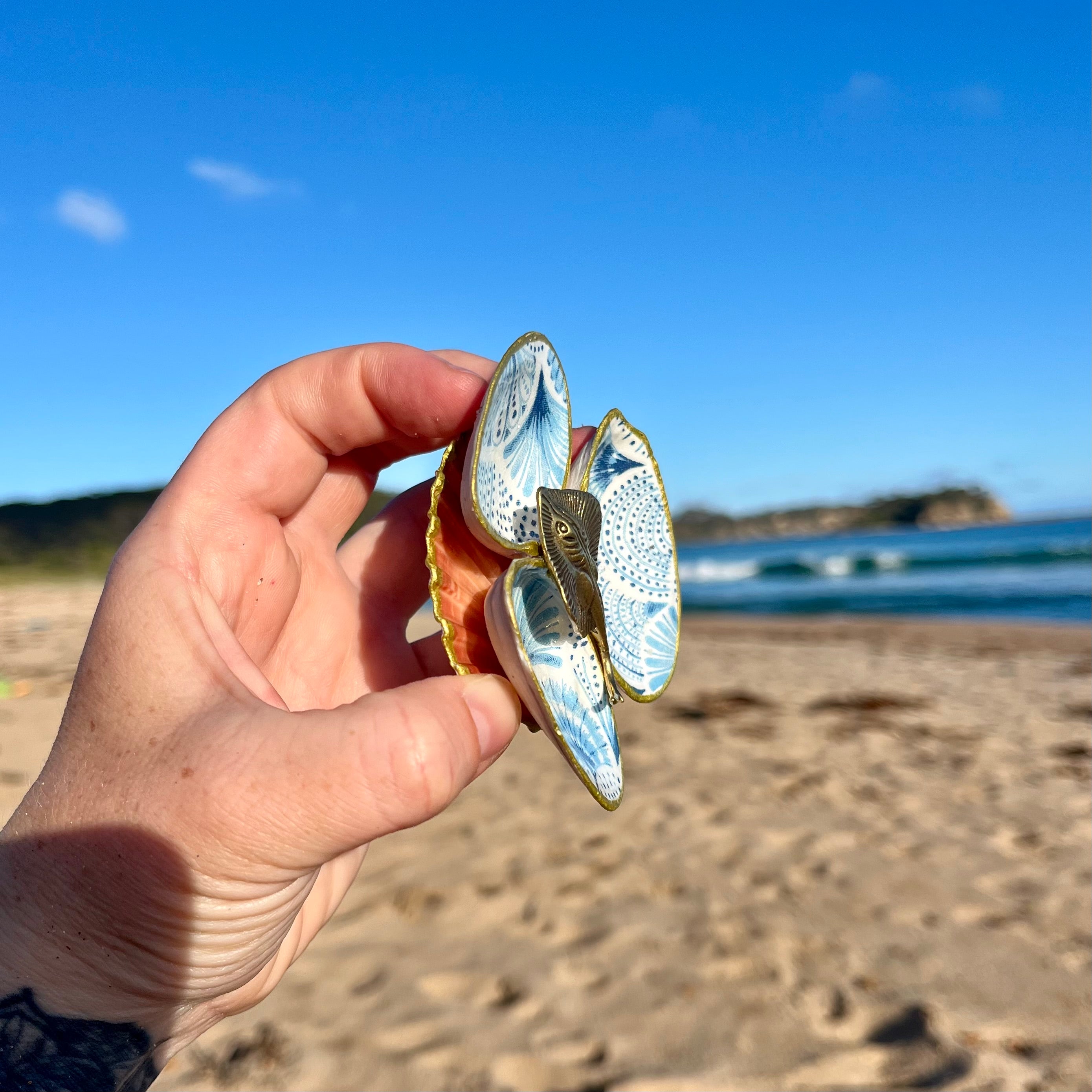 Coastal Shell Trinket Dish With Stingray