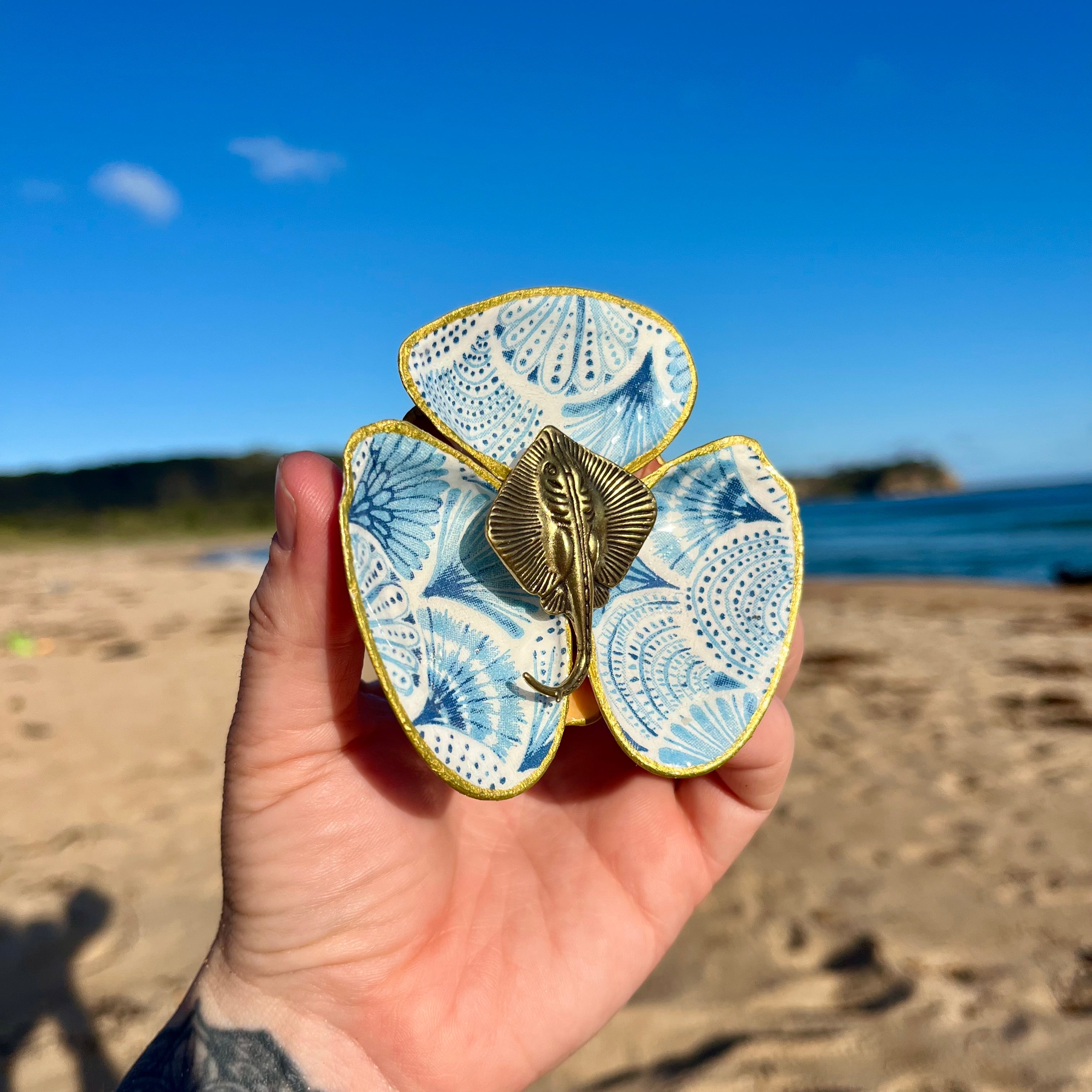 Coastal Shell Trinket Dish With Stingray
