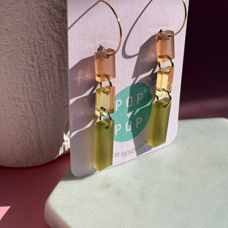 Jazz 3 piece dangle Brown green and gold