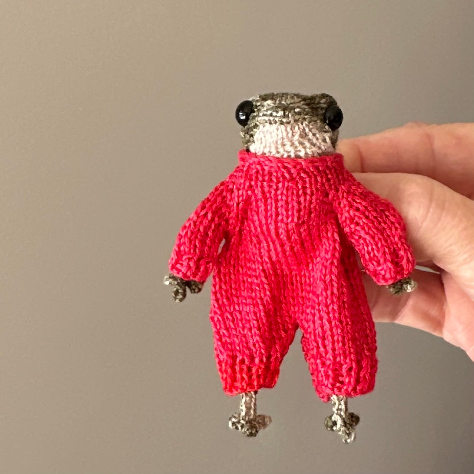 Handmade Knitted Baby Little Frog Fibre Art Gift