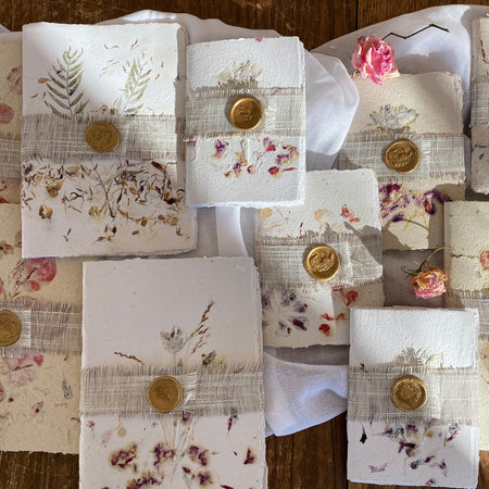 Floral Handmade Paper Notebook - Perfect Gift with FREE Christmas or Personalised bookmark!