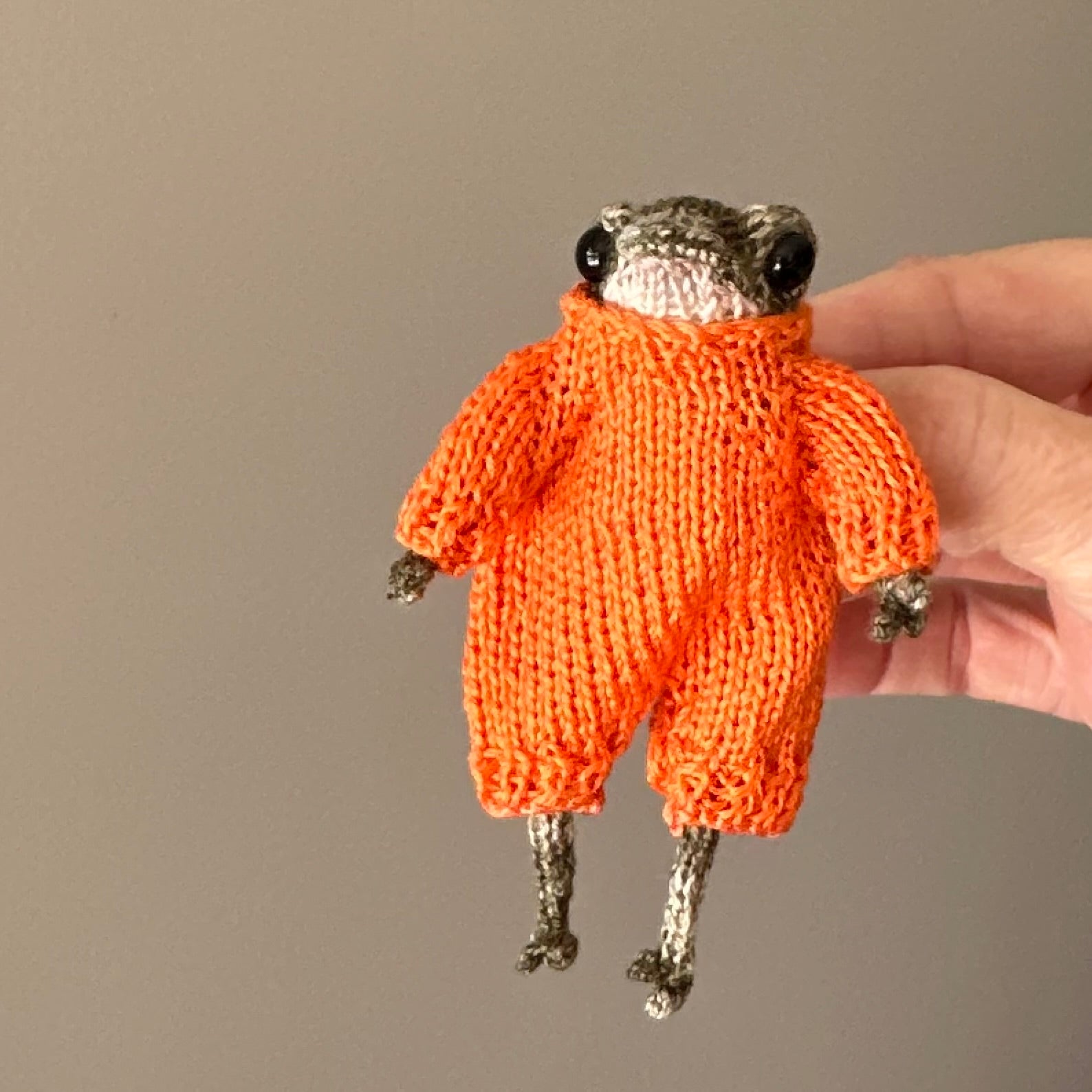 Handmade Knitted Baby Little Frog Fibre Art Gift