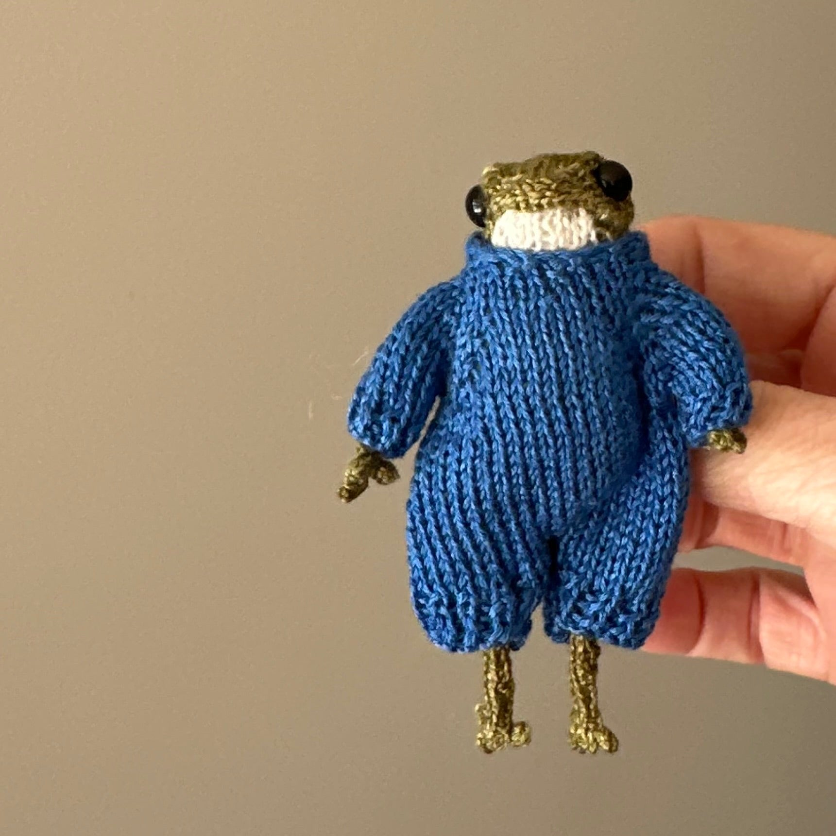 Handmade Knitted Baby Little Frog Fibre Art Gift