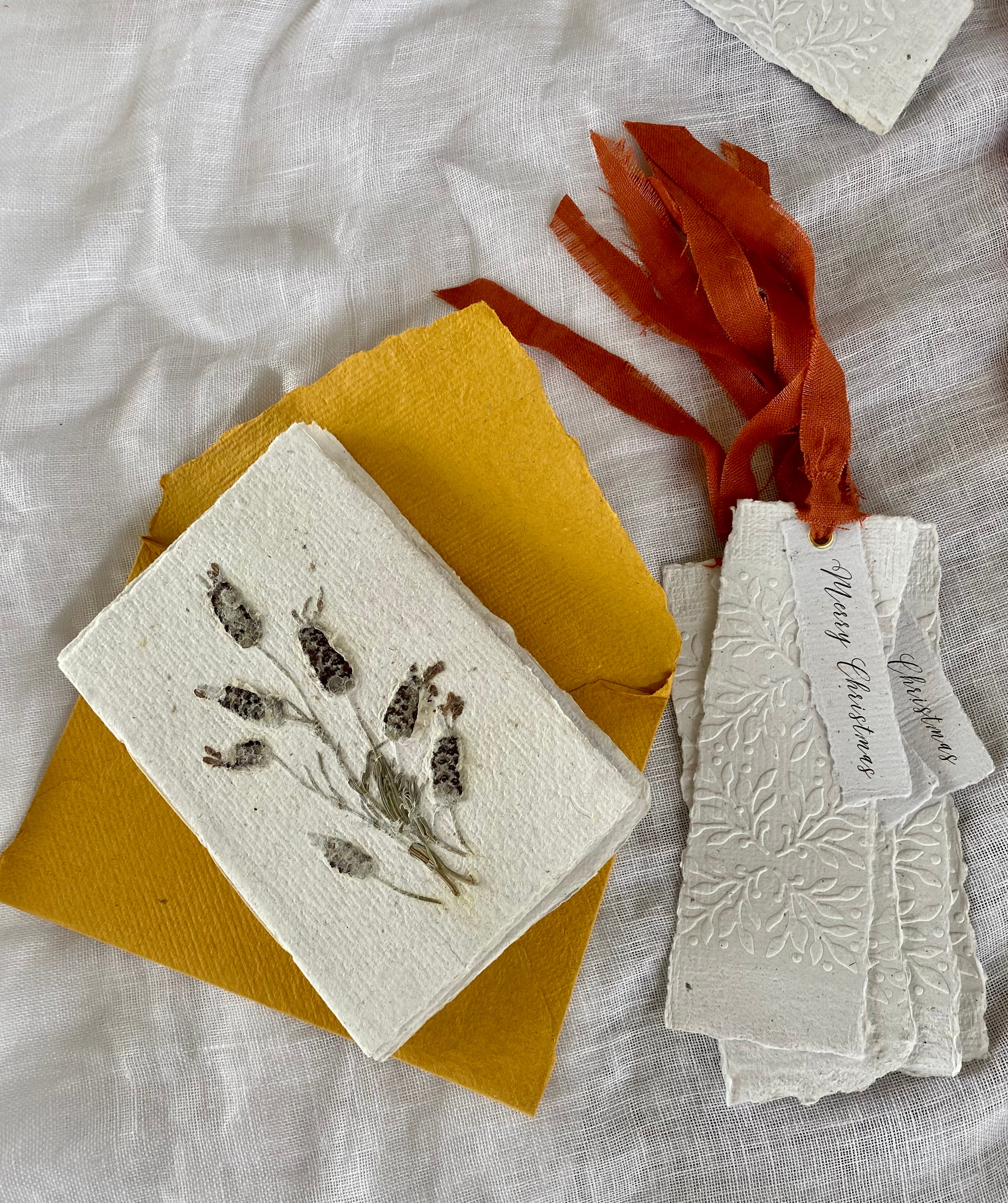 Christmas Bookmarks Handmade Paper Mistletoe Embossed FREE SHIPPING