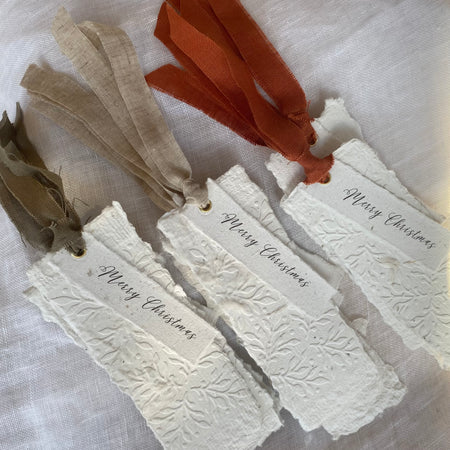 Christmas Bookmarks Handmade Paper Mistletoe Embossed FREE SHIPPING