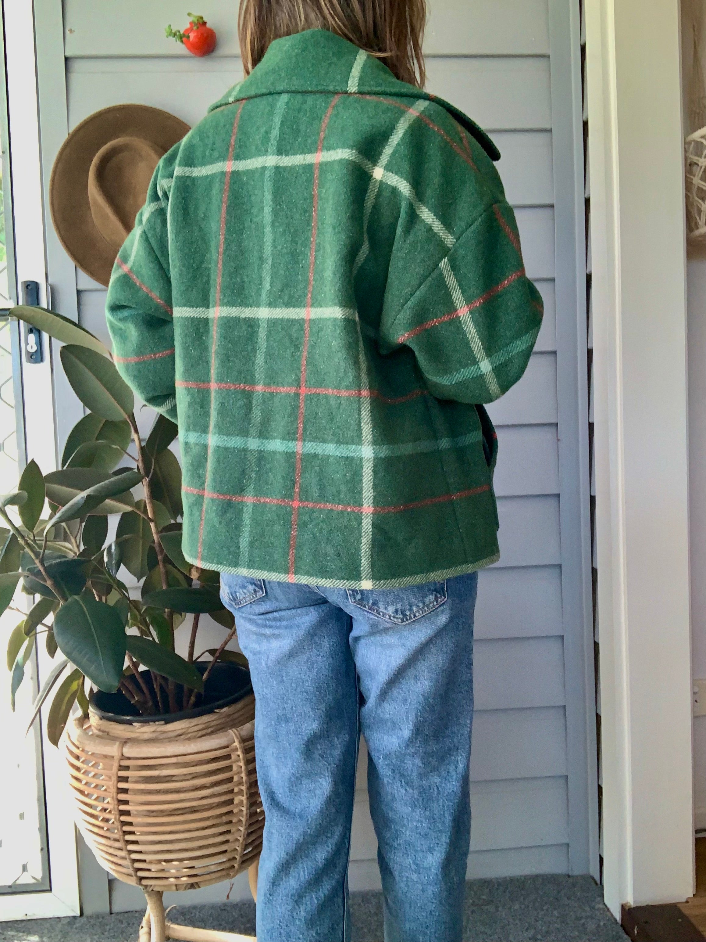 Green Wool blanket jacket size M/L