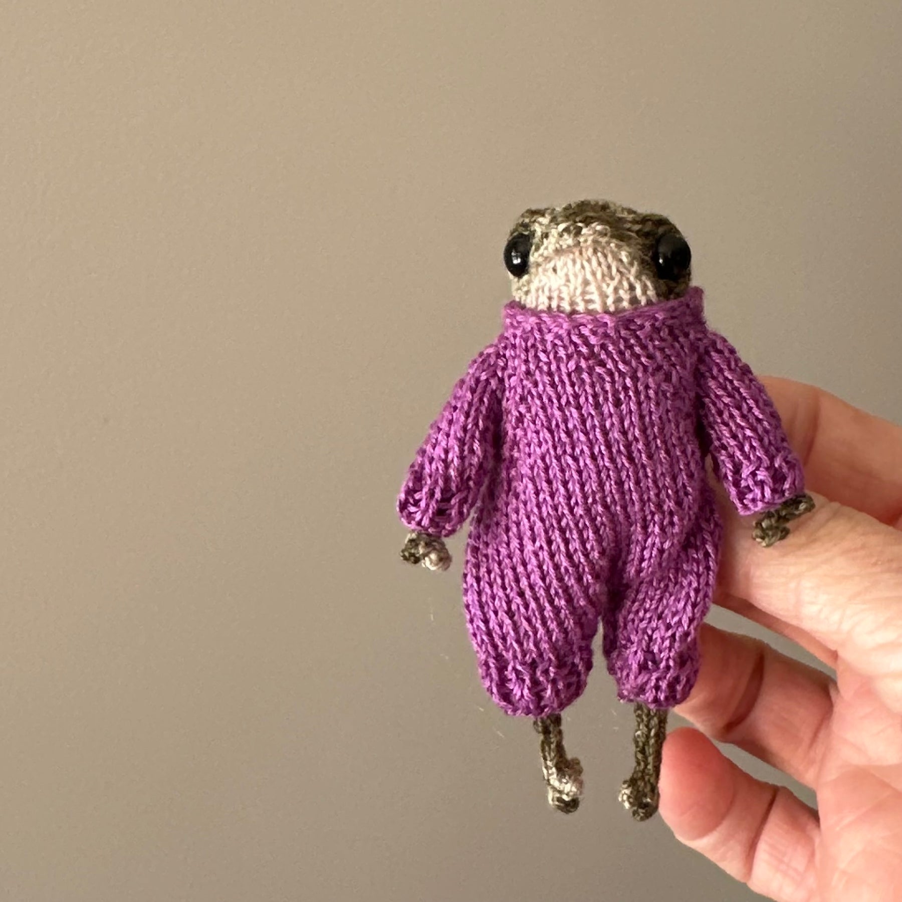 Handmade Knitted Baby Little Frog Fibre Art Gift