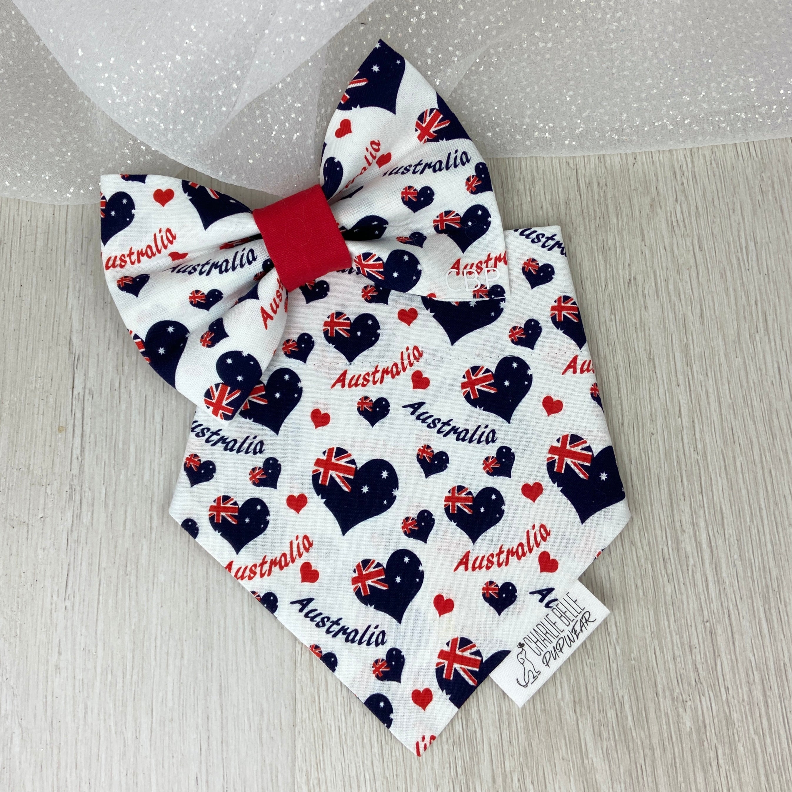 Love Australia Dog Bandana & Bow