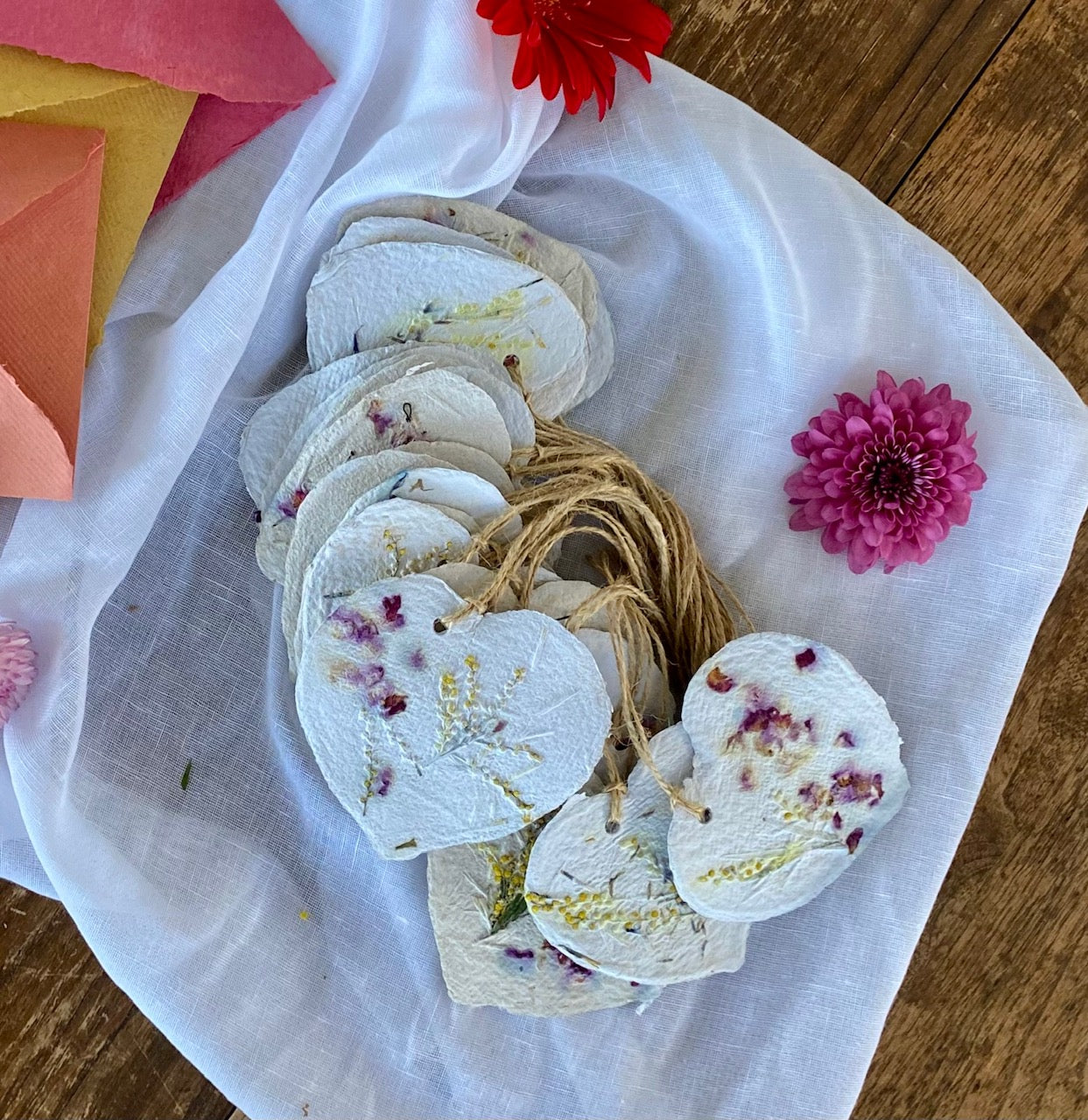 A bundle of 6 x Large Plantable seeded heart shaped gift tags - FREE SHIPPING