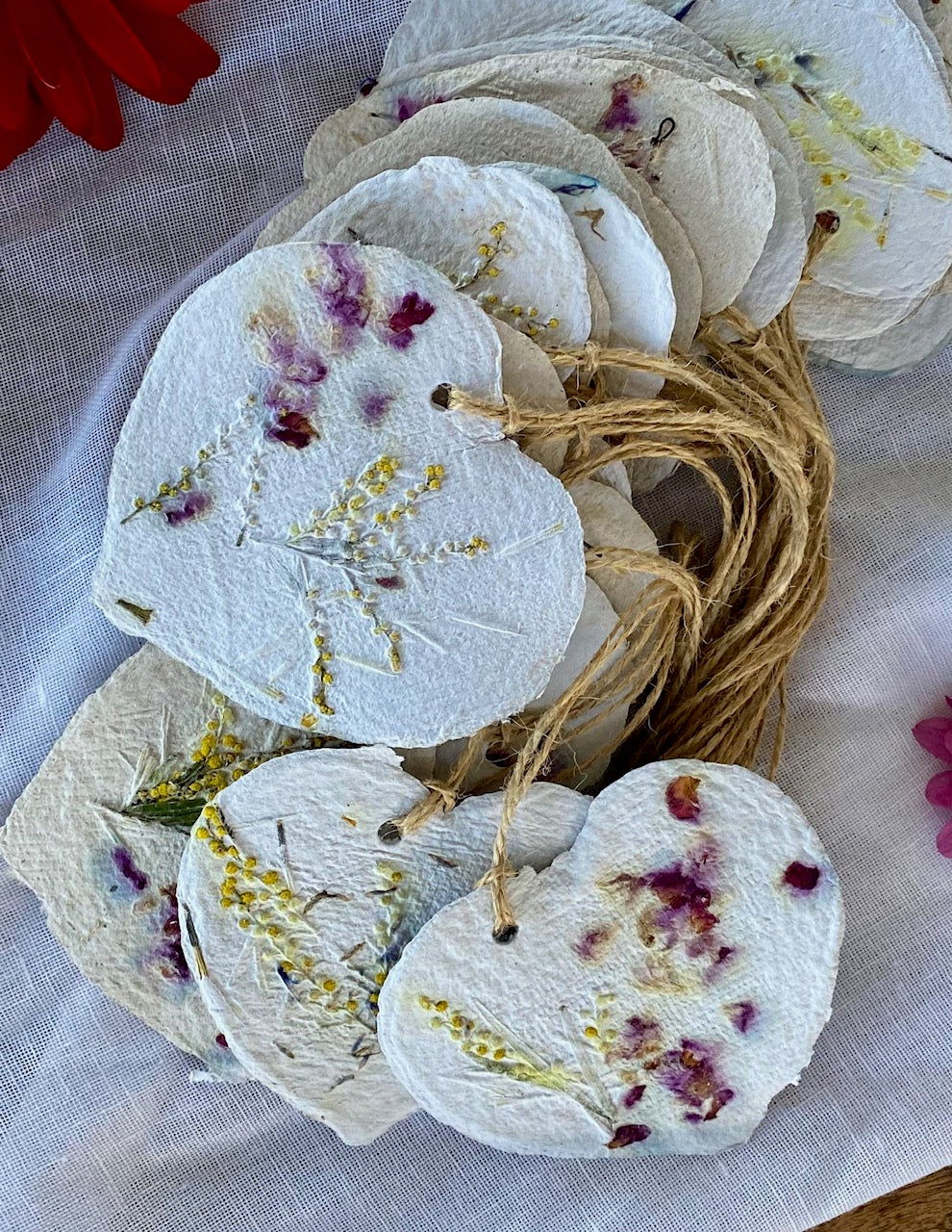 A bundle of 6 x Large Plantable seeded heart shaped gift tags - FREE SHIPPING