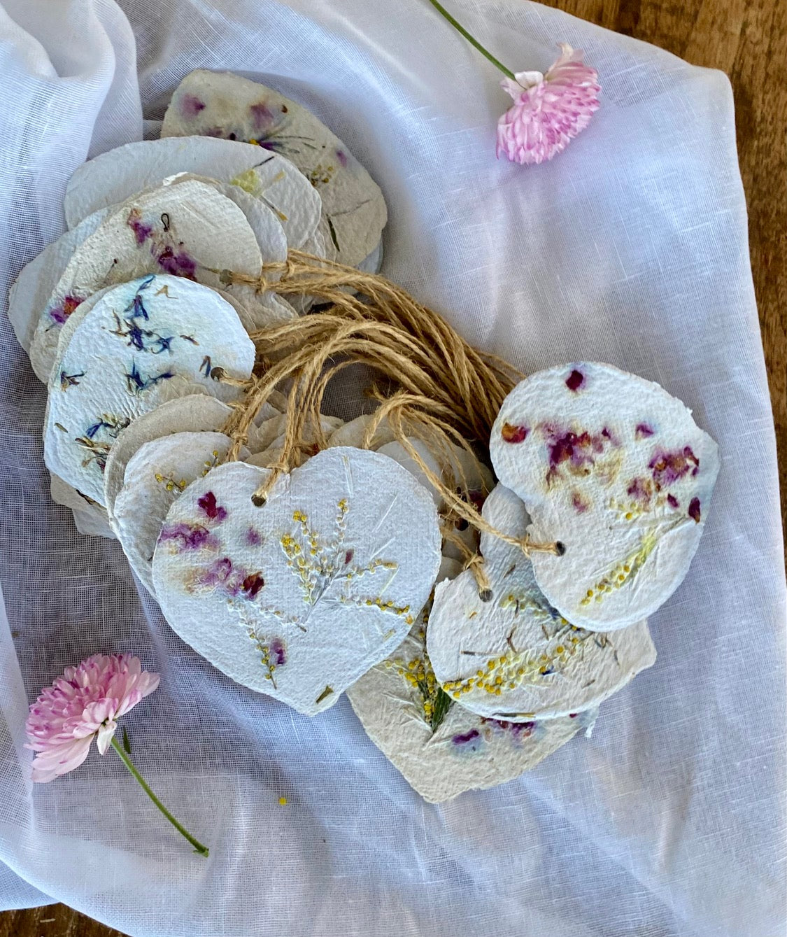 A bundle of 6 x Large Plantable seeded heart shaped gift tags - FREE SHIPPING