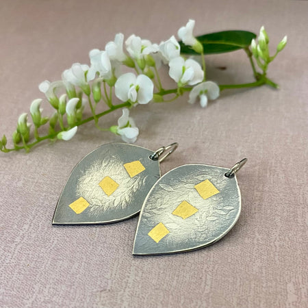 Leaf Fall 24K Gold Keum Boo Sterling Earrings