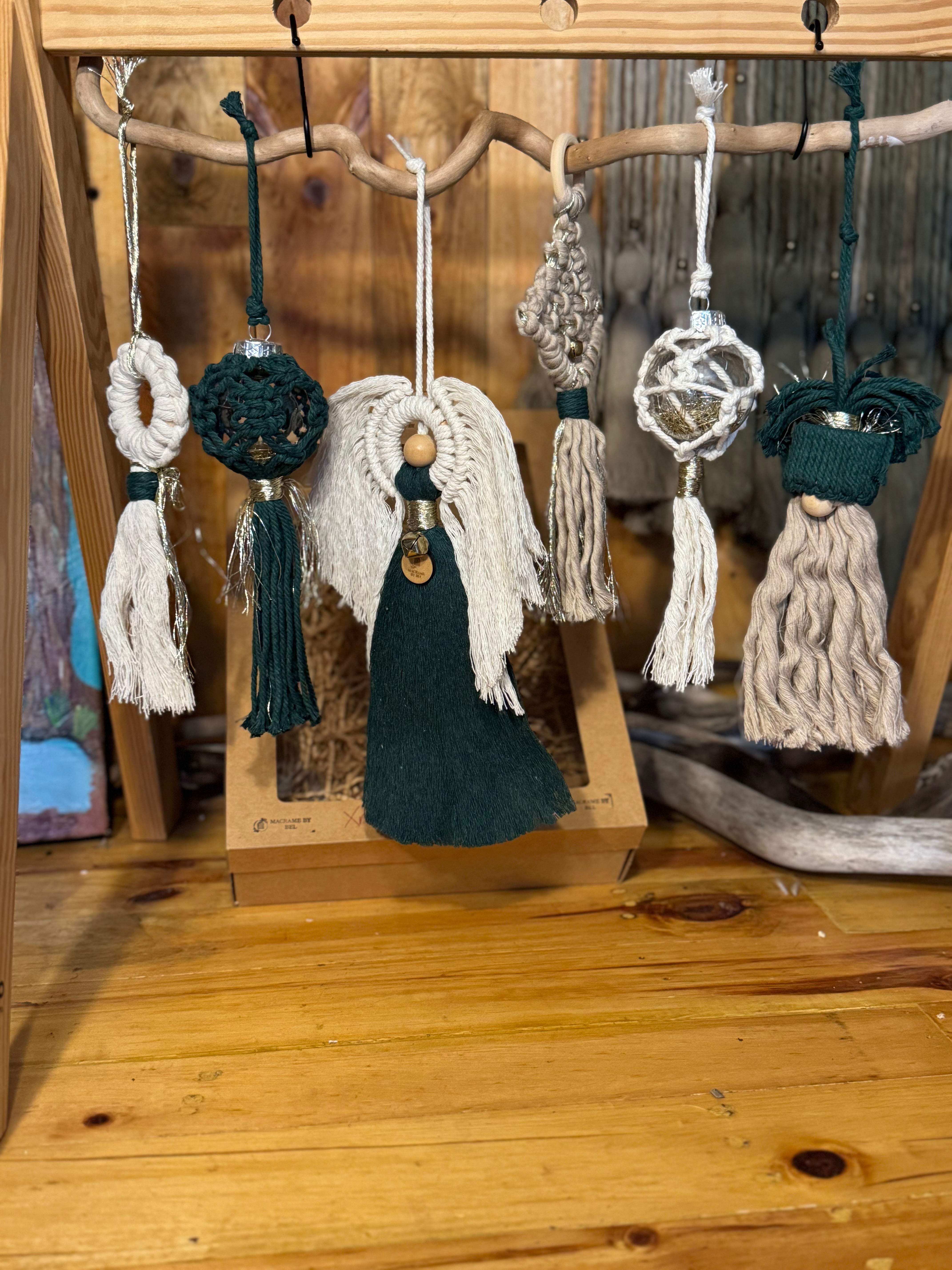Macrame Xmas Decor Box Set (angel, tree, santa, 2 baubles and 1 wreath)
